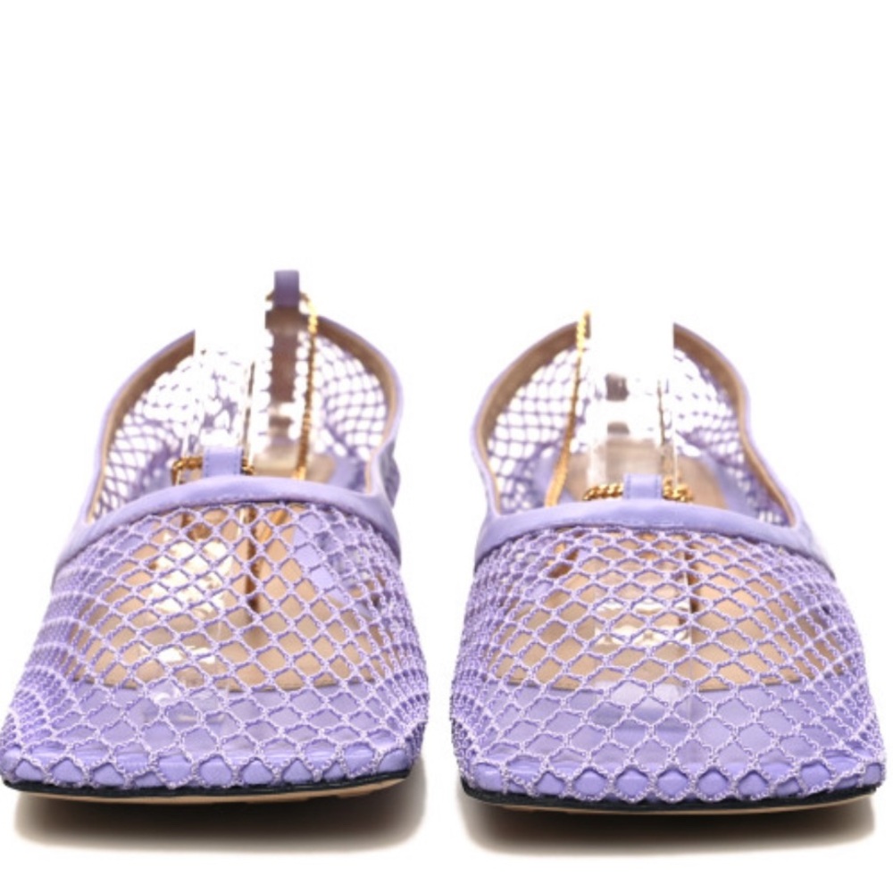 Mesh Nappa Chunky Chain Stretch Ballerina Flats 39 Wisteria